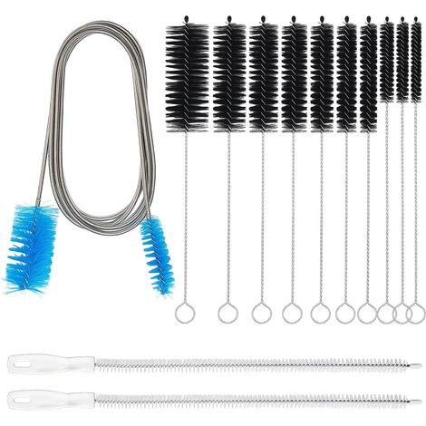 13 x Tube Cleaning Brush, Straw Brush and 155 cm Flexible Drainage Brush, Bottle Swab and 45 cm Bathroom Seal Brush, Bottle Brush for Sink, Straws (1/5)