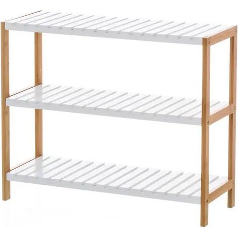 Étagère Bambou et Bois Étroite 3 Niveaux