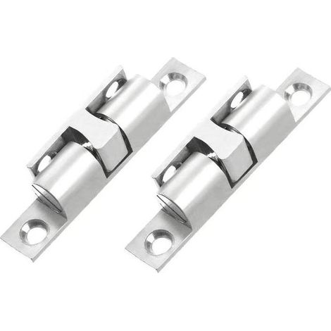 Loqueteau à Billes Cuivre Rouleau Loqueteau Fermeture Loqueteau à Double Bille avec vis pour Fermeture de Placard et Meuble - argent (2 Pièces,70mm) (1/5)