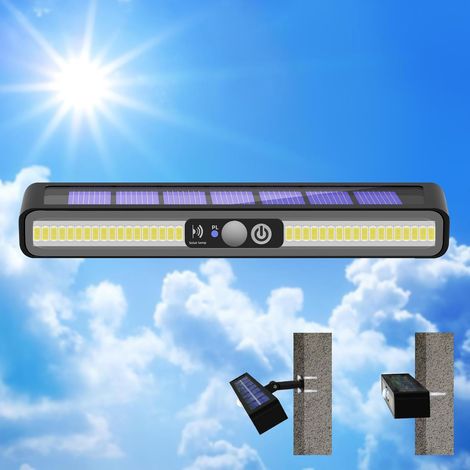 Lampe Solaire Extérieure - Détecteur De Mouvement - 36 LED - 1000 Lm - IP65 - Clip Et Fixation Murale - 120° Réglable - 12 H Autonomie - Lot De 2