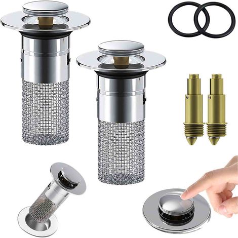 Filtre Évacuation Évier Pop-Up - Panier Filtrant Amovible en Acier Inoxydable 304 - Pour Évier Salle de Bain et Lavabo - Diamètre Intérieur 26 à 30 mm - 1 Pièce (1/5)