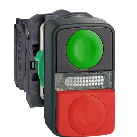 Pulsante Ø22 - doppio ad impulso - verde+rosso - luce bianca- 24V- IP40 - XB5AW73731B5