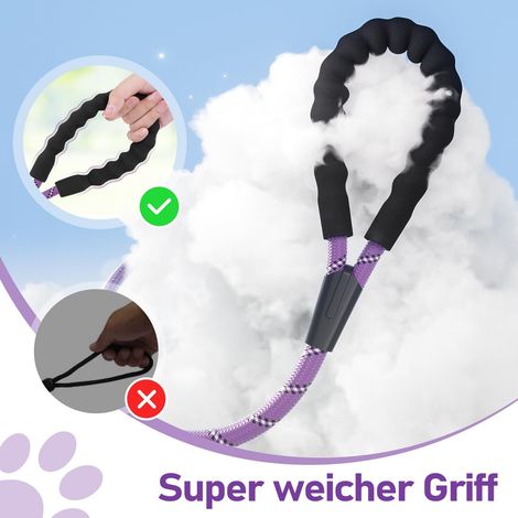 Laisse pour chien robuste avec poignée rembourrée et mousqueton rotatif 360° pour promenades en sécurité