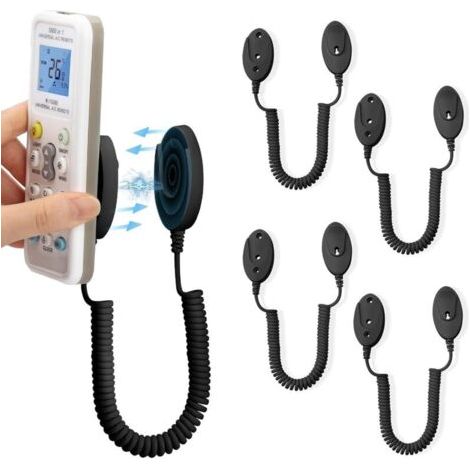 4-Pack Magnetic Remote Control Brackets with Spring Cords Adhesive Wall Mount, Anti-Lost, Quick Adsorption, Expandable Spring for Optimal Security. (Black 70 Inch, Pack of 4) (1/5)