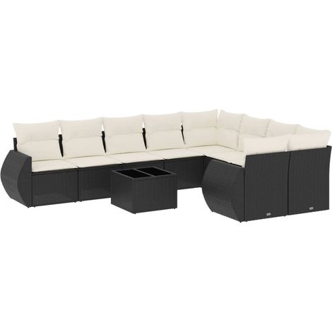 Maison Exclusive - Set de sofás de jardín 10 pzas cojines ratán s (1/5)