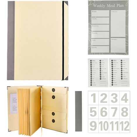 Classeur de documents 12 compartiments avec étiquettes – Range-dossiers A4/format juridique - jaune - pour le rangement à la maison ou au bureau (1/5)