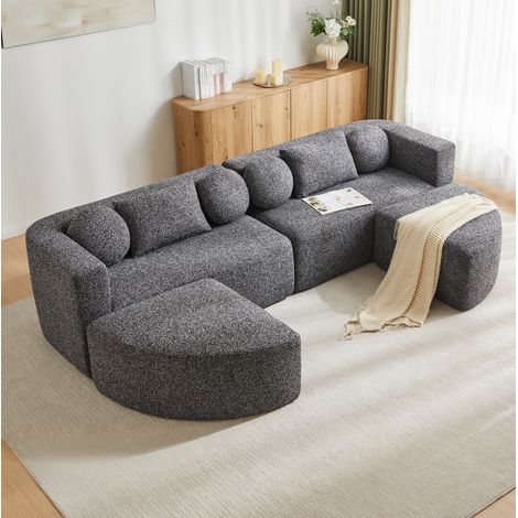 CHICFURN Sofá cama modular 292 x 165 x 68 cm de chenilla negro sin montaje (1/5)