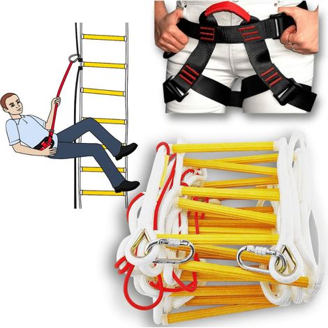 Échelle de Secours pour Appartement à 4 étages Échelle de Sauvetage 4ème étage Maison 10 m Arrêt de Chute sécurisé avec échelle de Sauvetage Échelle de Corde de Sauvetage 10 m (1/5)