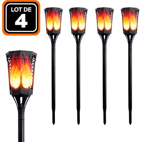 LOT DE 4 FLAMES SOLAIRE DÉTECTEUR CREPUSCULAIRE PCS LED 35 LUMENS (1/5)