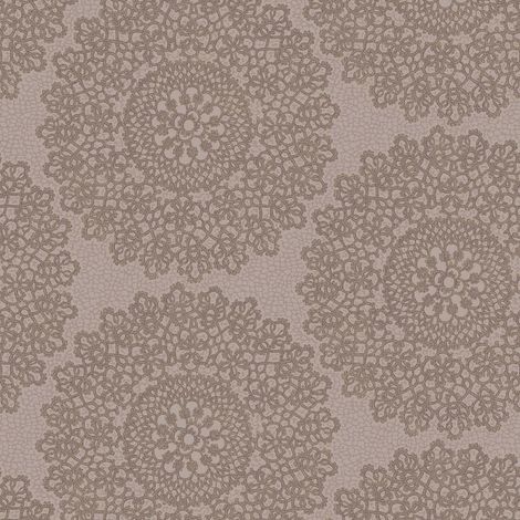 Kenitra Taupe Heather Wallpaper Holden Decor Textured Metallic Damask Mandala