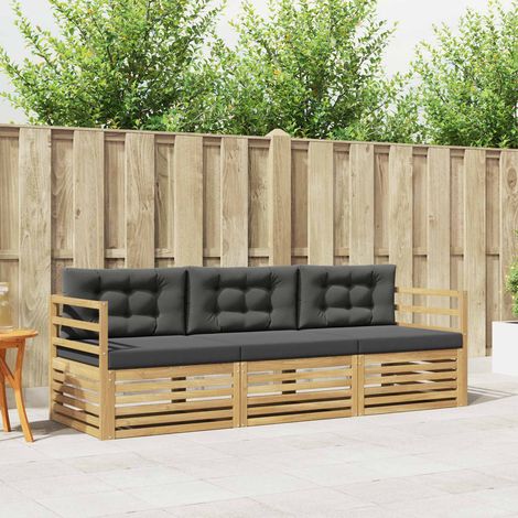 vidaXL Outdoor-Sofagarnitur 3 Stk. Weiß und Anthrazit Polyester (1/5)