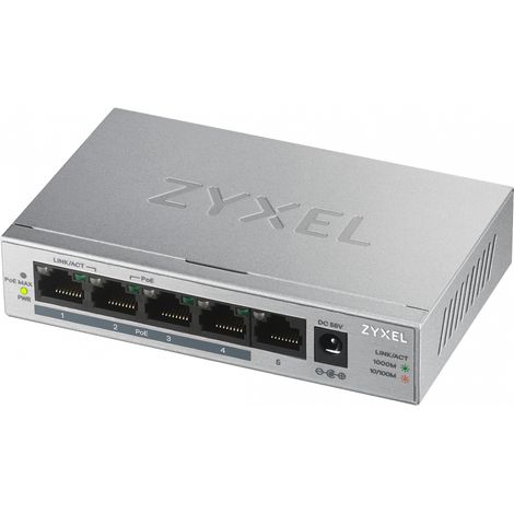 SWITCH ZYXEL GS1005-HP 5-PORT DT GB POE+