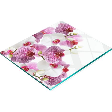 Tablero de vidrio decorativo multifuncional con estampado de orqu铆deas, 60x52 cm.