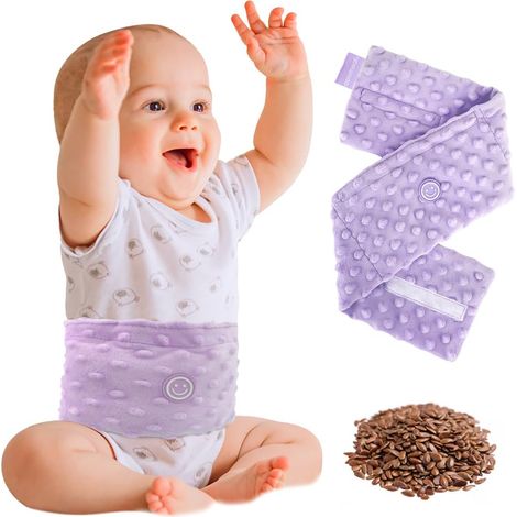 Soulagement des coliques et des gaz pour nouveau-nés et tout-petits, enveloppement tummy semences chauffantes, ceinture d'emmaillotage pour bébé, aide naturelle pour upset stomach chez les (1/5)