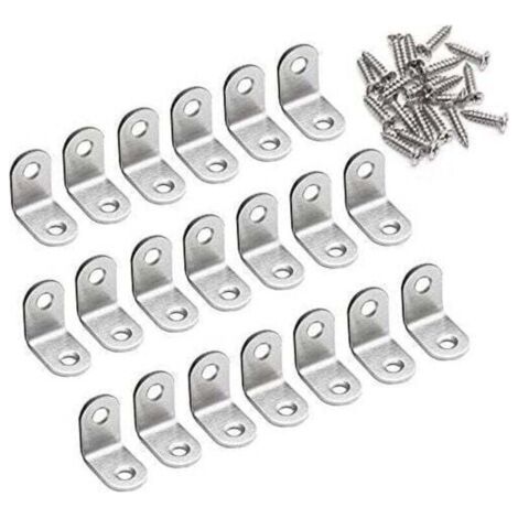 Equerre de Fixation 90 Degré Angle Droit Support 20 x 20 x 16mm forme de L Metalliques Equerres de Coin en Acier Inox Supporen pour Bois Meubles Placard Support 20 Pièces