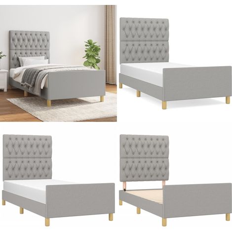 Bettgestell ohne Matratze Hellgrau 100x200 cm Stoff - Bettes Gestell - Holzbetten - Lattenrost - Doppelbett - Boxspringbett - Home & Living