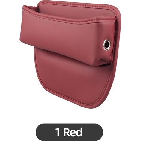 (1 pièce rouge) Boîte de rangement en similicuir pour console centrale de voiture, côté siège, avec porte-bouteille intégré (1/5)