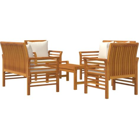 vidaXL Salon de jardin avec coussins 5 pcs Bois d'acacia solide (1/5)