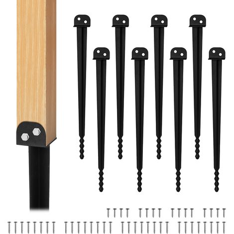 Randaco 8 piezas soporte para poste para clavar 500 mm, fijación robusta para postes de madera cuadrada