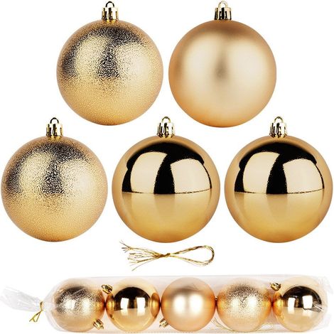 Sfere per albero di Natale in polistirene per decorazione natalizia set da 5 -Oro (1/5)