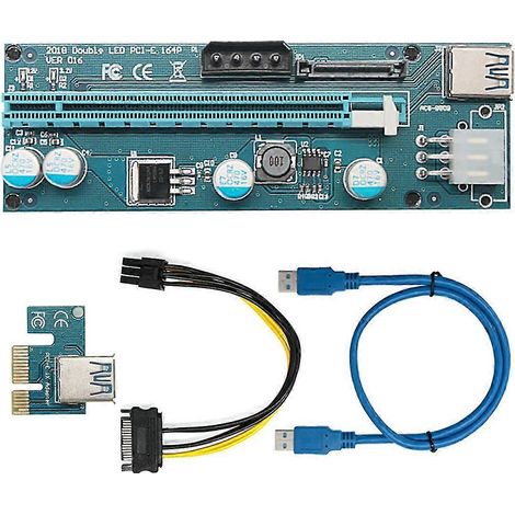 Adaptateur de carte graphique Ver016, 1 pièce, Pcie 1x à 16x, Usb3.0, 6 broches + 4 broches + sata, câble d'extension (1/5)