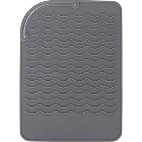 Tapis en silicone anti-dérapant résistant à la chaleur, motif ondulé gris pour isolation thermique, pour cuisine et surfaces sensibles à la température (1/5)