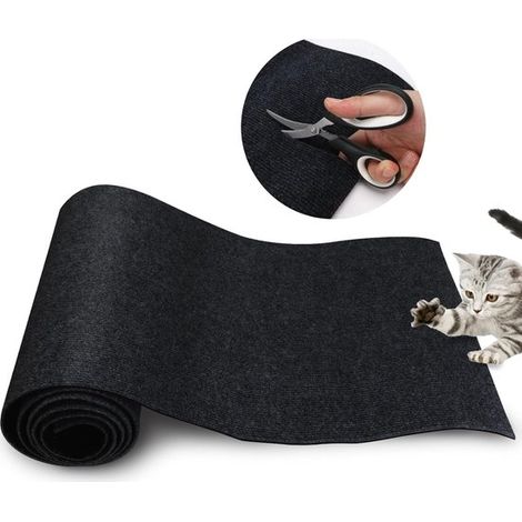 Alfombrilla rascadora para gatos, 200x40cm, Poste o alfombrilla rascadora de repuesto, Soporte para gatos DIY, Protege muebles o paredes, Negra (1/5)