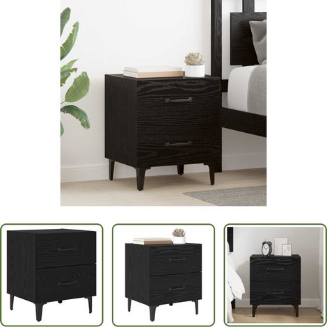 Schrank - Bettschrank Schwarz Eichen-Optik 40 x 35 x 47,5 cm (1/5)