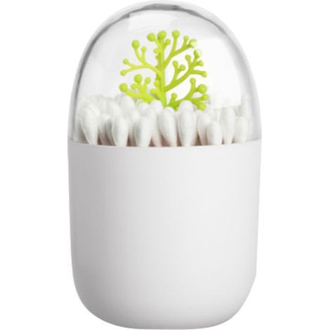 Bonito soporte para palillos de dientes, soporte para bastoncillos de algodón, dispensador de palillos de dientes, cajas de almacenamiento portátiles reutilizables con tapa antipolvo transparente desm (1/5)