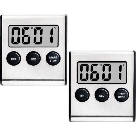 Lot de 2 Timer Cuisine, Minuteur Digital avec Alarme Puissante, Chronometre Minuteur de Cuisine Aimanté, Compte à Rebours de 100 Minutes et Chronomètre pour La Cuisine,Le Sport,Les études,Les Réunions (1/5)