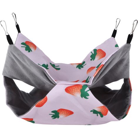Hamac suspendu d'été double face pour hamster, perroquet, lapin, souris et écureuils - Couleur fraise (1/5)