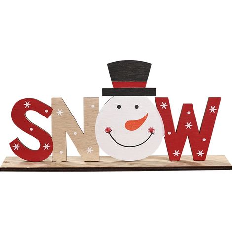 Plaque En Bois - Sapin De Noël Et Bonhomme De Neige - Décoration De Table Festive - 24 X 11 X 4 Cm - 1 Pièce (1/5)