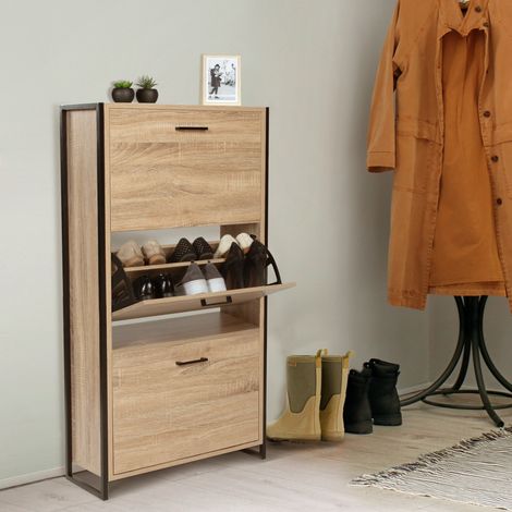 Mueble zapatero LUIS de 3 puertas y diseño industrial