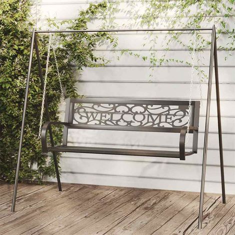 Balancelle de jardin Mobilier de jardin - 125 cm Acier et plastique Noir BV447414 - BonneVie (1/5)