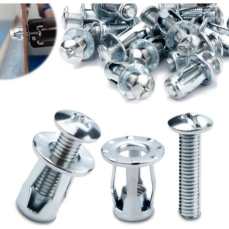 Lot de 15 ancrages métalliques M8 x 30 pour murs minces et portes creuses en tôle de fer (1/5)