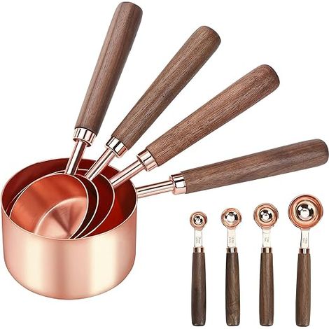 Set mit 8 Messlöffeln und -bechern, 4 Messlöffel, 4 Messbecher, Messlöffel für trockene und flüssige Zutaten