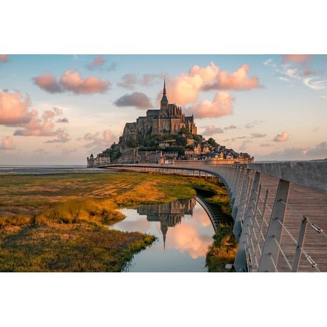 Tableau sur toile Mont-Saint-Michel 65x97 cm - Impression sur Toile Murale Décorative - Image imprimée en HD sur Toile - Toile sur Châssis en Bois FSC - Fabriqué en France (1/5)