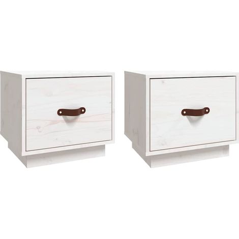 Maison Exclusive - Comodini 2 pz Bianco 40x34x35 cm in Legno Massello di Pino (1/5)