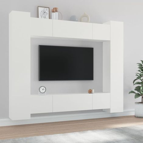 vidaXL 8 Piece TV Cabinet Set White Engineered Wood (1/5)