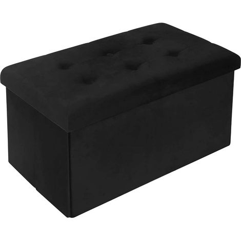 WOLTU Pouf Contenitore Pieghevole Cassapanca Scarpiera ingresso Poggiapiedi 76cm Nero