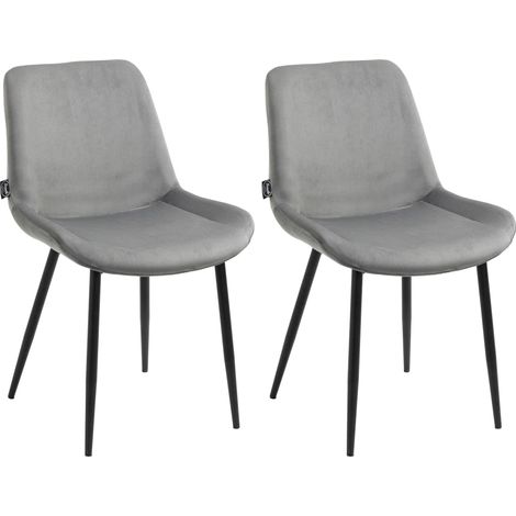 Set de 2 chaises de salle à manger design moderne assise en velours gris et pieds en métal noir 100001638 (1/5)