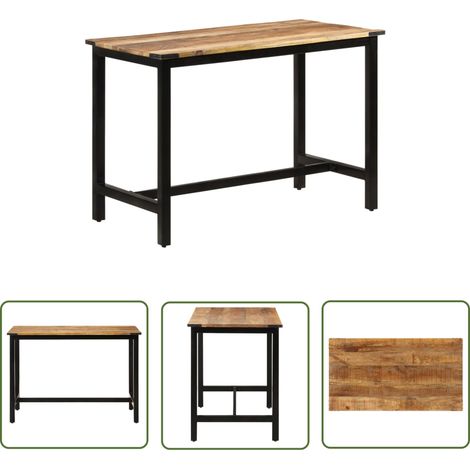 The Living Store Table à dîner 110x60x76 cm Bois de manguier massif - Table À Manger - Table Industrielle - Table En Bois - Table Design - Mobilier Salle À Manger (1/5)