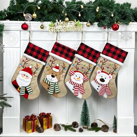 Personalisierter Weihnachtsstrumpf 46 cm, große gedrehte Stickerei, Weihnachtsdekoration, Geschenk (4) (1/4)