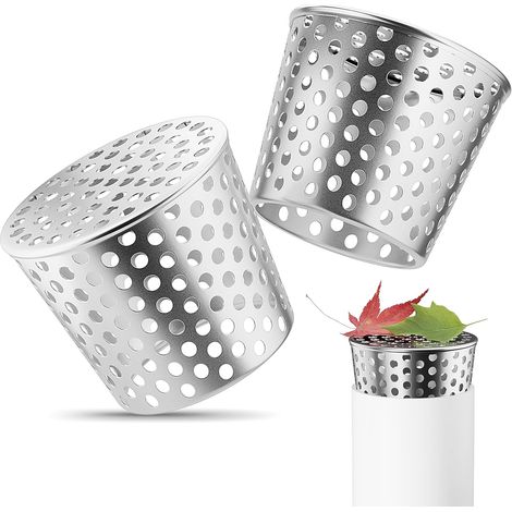 Lot de 2 gouttières de protection contre les feuilles, gouttières, pièges à feuilles en acier inoxydable, panier de récupération de feuilles, tamis de gouttière de 83 mm (1/5)