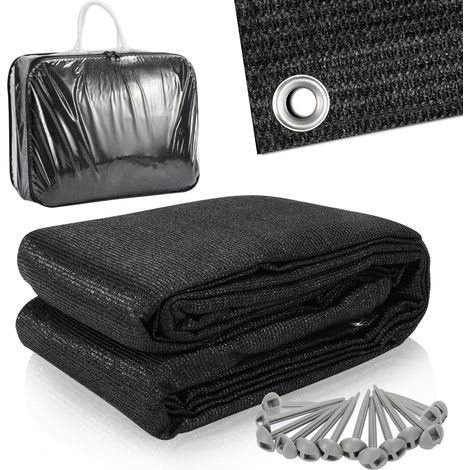 Tapis d'auvent de qualité supérieure, Tapis de Tente Noir, Tapis de Camping en polyéthylène Haute densité, Tapis pour Tente avec 12 Trous, 13 piquets et Sac de, 250x250cm (1/5)