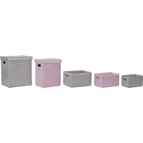 DKD Home Decor Set de 5 cestas multicolores 42x33x50 cm (1/5)