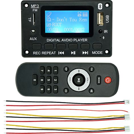 Dot matrix LCD screen, Bluetooth MP3 decoder board, 12V display interface