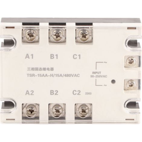 Relais statique triphasé Vitesse de commutation rapide Sans bruit AC vers SSR 90-250VAC 24-480VAC TSR 15AA H (15A) (1/5)