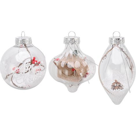 Lot de 12 boules de Noël transparentes, incassables et écologiques, moulées par soufflage en PET, pour décoration de fête 6166 (1/5)