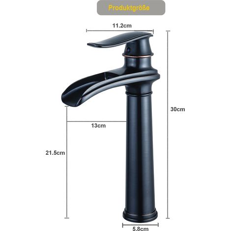Robinet de salle de bain noir - Robinet de lavabo haut rétro Noir (1/4)